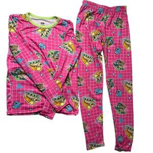 Cuddl Duds Star Wars Grogu Thermal Set Pink Base Layer M Thumb Hole Pajamas